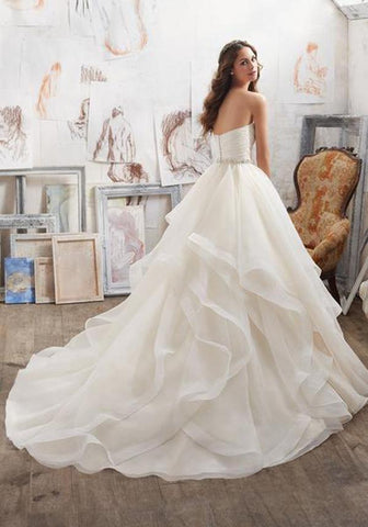 Illusion A Line Sweetheart Strapless Ruffles Beaded Belt Wedding Dresses MW167