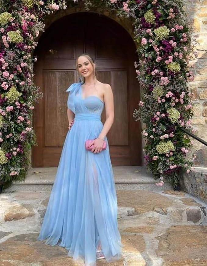 Prom Dresses with One Shoulder Slit in Prom Dress SYP12 by vivymakudress