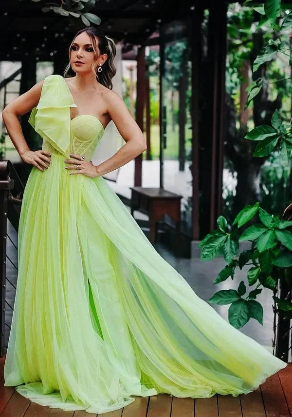 Prom Dresses with One Shoulder Slit in Prom Dress SYP12 by vivymakudress