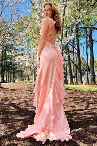Ailani | Vestido de fiesta verde esmeralda con escote cuadrado y volantes