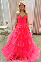 Lavender V-Neck Ruffle Tiered Long Prom Gown by KissProm