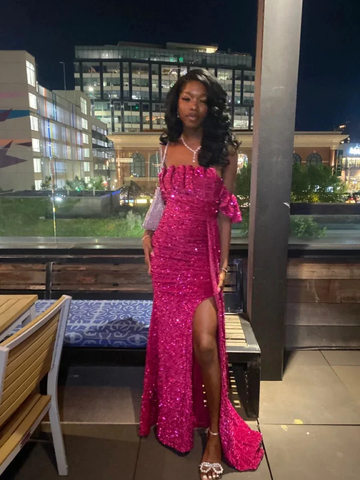 Sparkly Sheath/Column Sequins Long Evening Dress For Black Girls Y4350 by simplepromdress