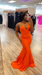 Simple Orange Satin Mermaid Long Prom Dress Orange Evening Dress Y6197 by simplepromdress