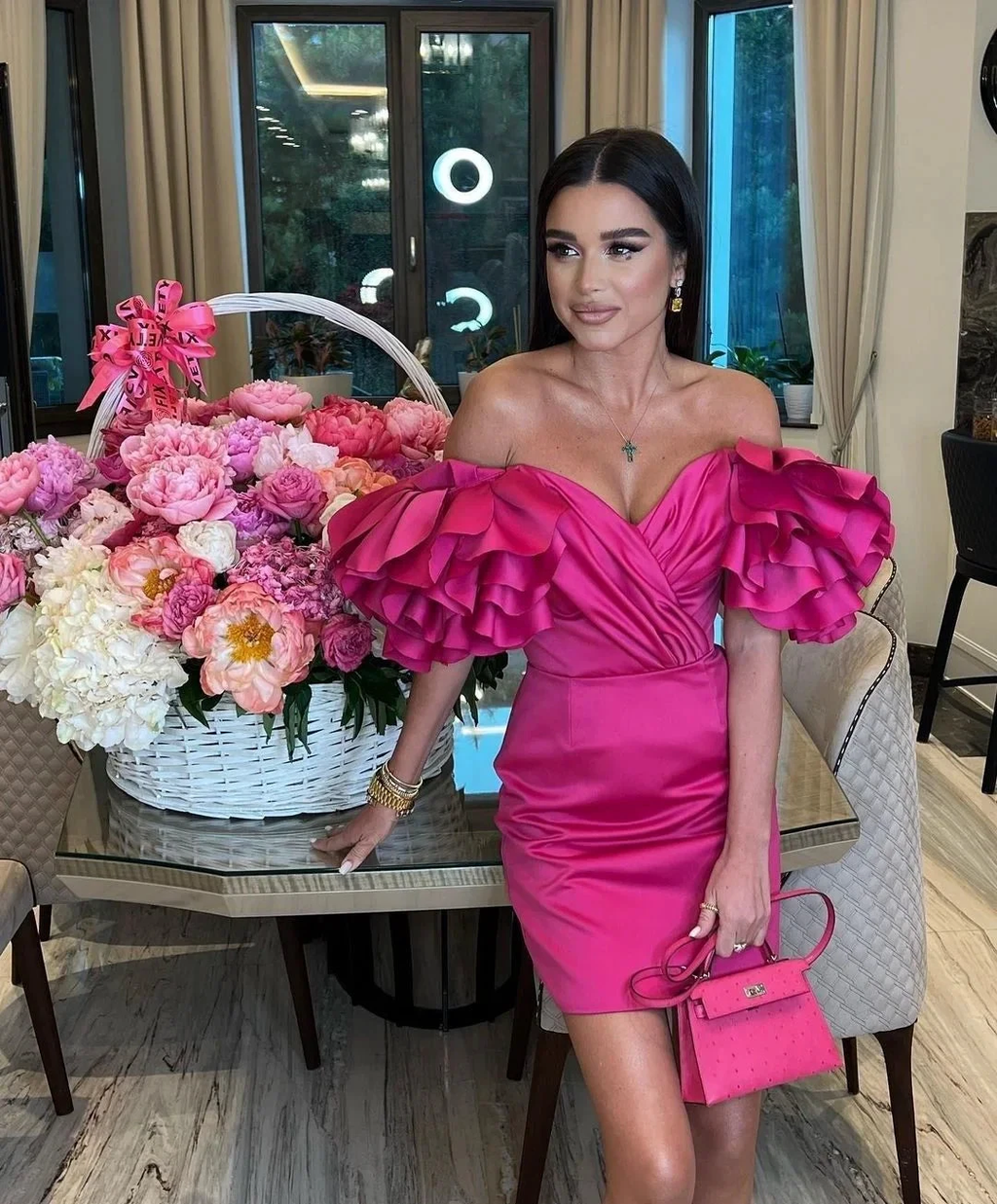 Off The Shoulder Fuchsia Homecoming Dress Fuchsia Party Dress Y2347 by simplepromdress