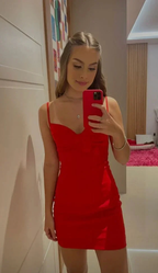 Cute Red Spaghetti Straps Bodycon Dress Red Homecoming Dress Y7166 by simplepromdress