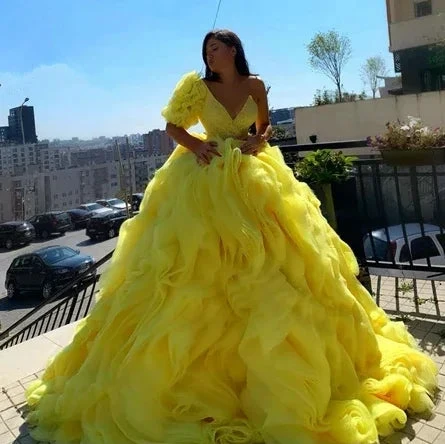 Stunning Yellow Long Ball Gown Princess Dress Y5833 by simplepromdress