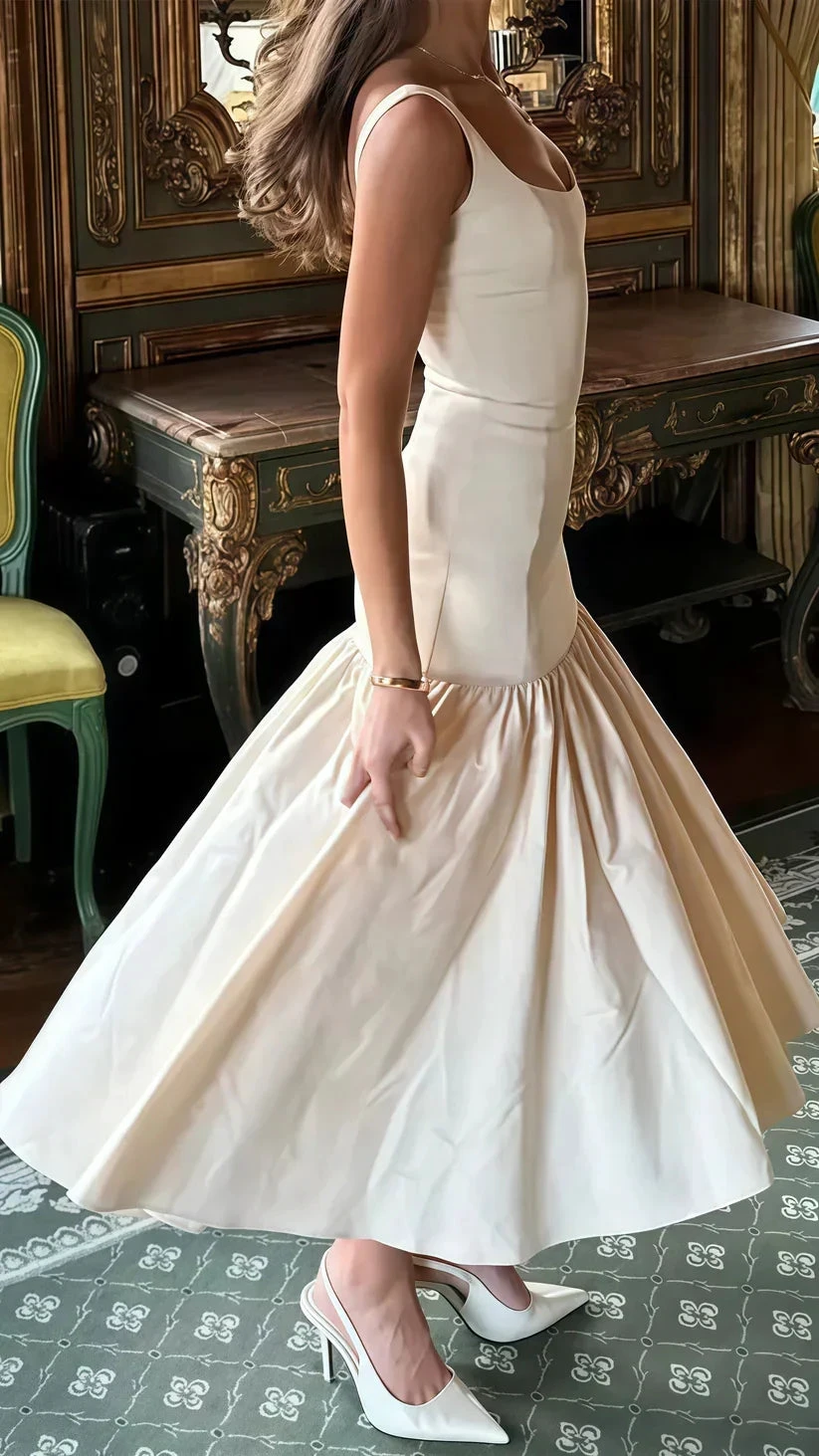 Pretty Ivory Mermaid Party Dress Long Satin Prom Evening Dress Y8014 by simplepromdress