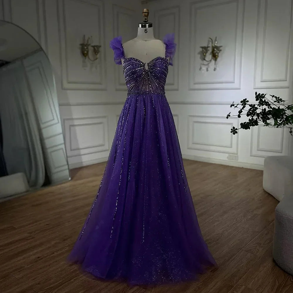 Zapdress Purple Sleeveless A-Line Beaded Evening Prom Dresses 2025 Elegant Party Gowns for Women DLA72324 Customized rts (ZD17319)