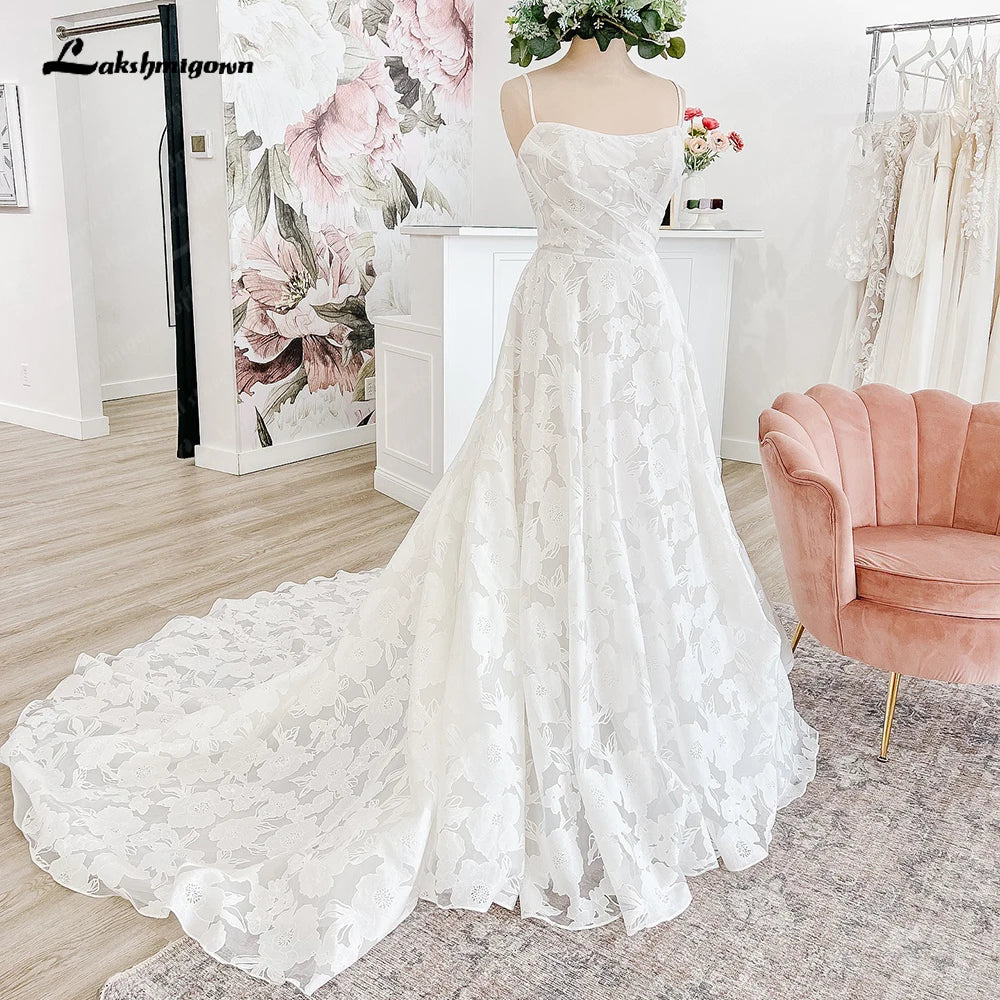 ZapDress Lace Wedding Dress for Women Side Slit A-line Bride Wedding Gowns Vestidos De Novia Customized