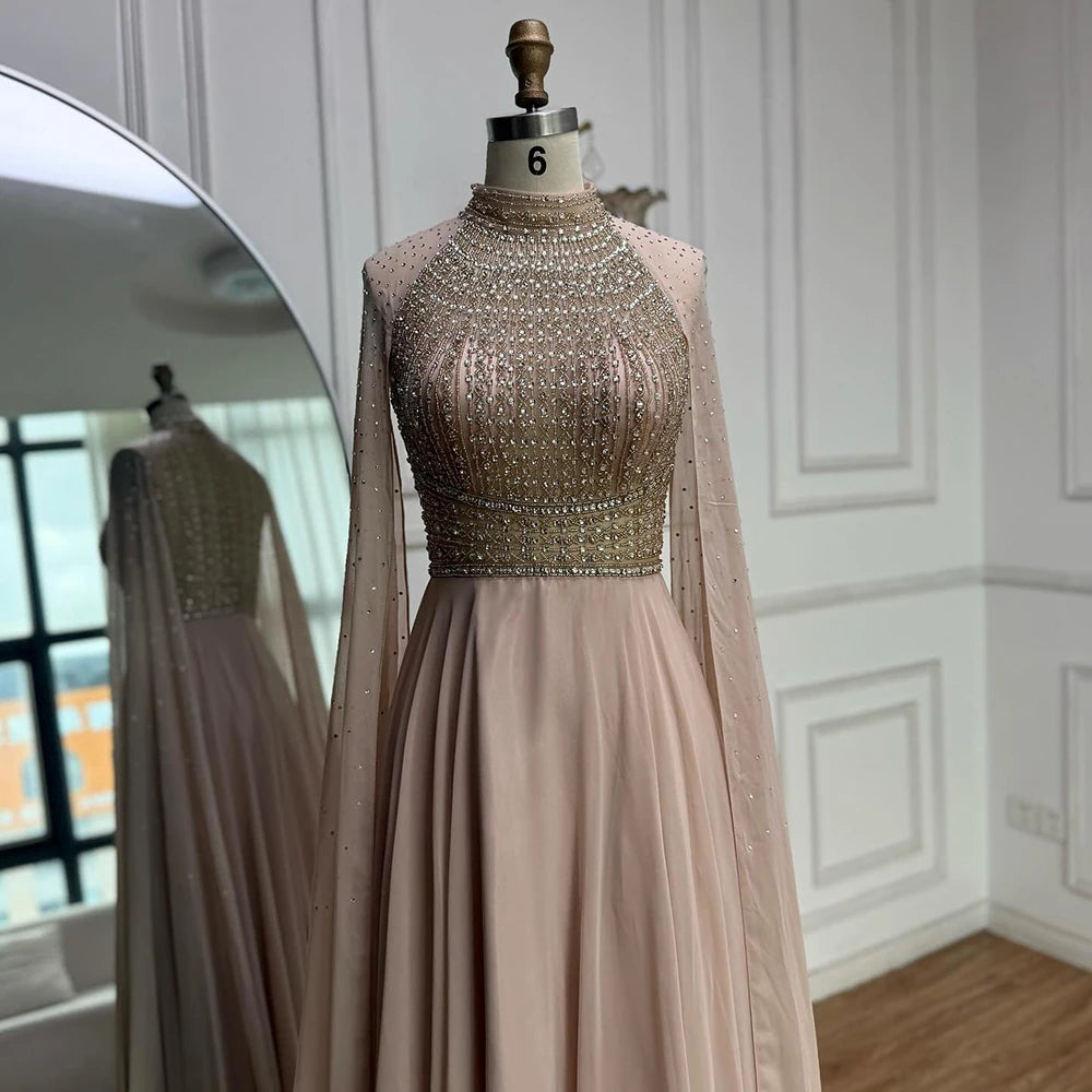 Zapdress White Chiffon A-line Evening Dress with Cape Sleeves Simple Wedding Party Gowns for Bridesmaid Customized (ZD17338)