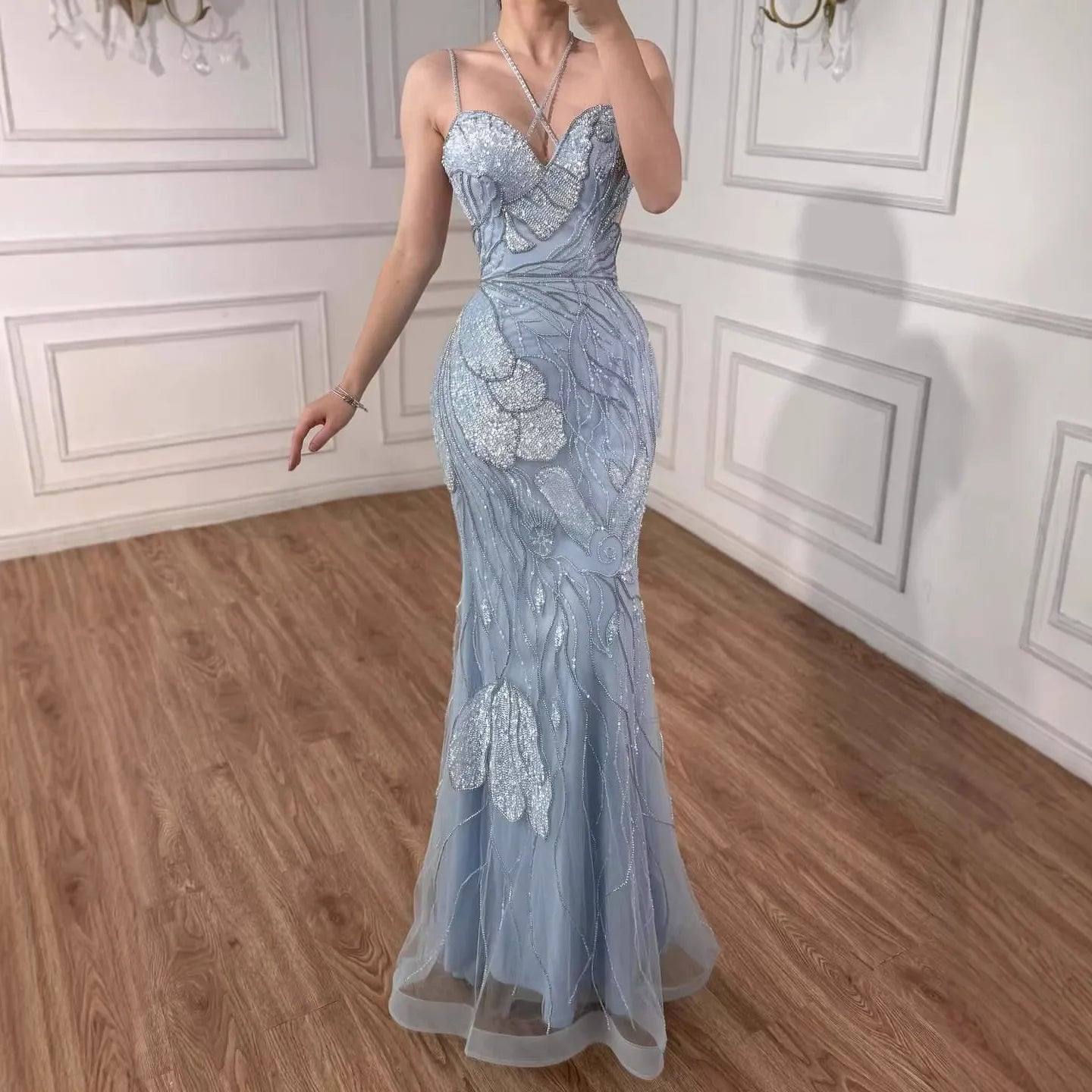 Serene Hill Light Blue Mermaid Evening Prom Dresses 2026 Formal Party Gowns for Women Vestidos De Fiesta DLA72492 Customized