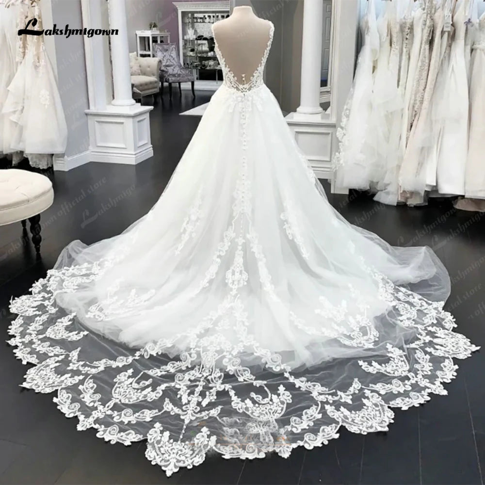 ZapDress A Line Wedding Dress 2026 Lace Appliques Bridal Gown Court Train Vestidos De Novia  Customized