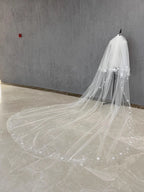 2T Wedding Veil 3D Flowers Long Bridal Veils Pearls Bride Veil Customized