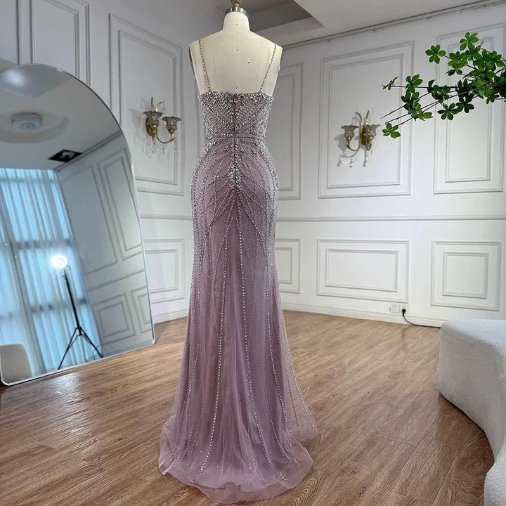 Serene Hill 2025 Pink Strapless Mermaid Beaded Evening Dress with Cape Wedding Party Gowns for Women DLA73195 Customized