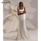 Sleeveless Mermaid Wedding Dress 2026 Square Collar Satin Detachable Bride Gown customized BECHOYER EL312 Vestido de Noiva