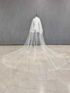 2T Wedding Veil 3D Flowers Long Bridal Veils Pearls Bride Veil Customized