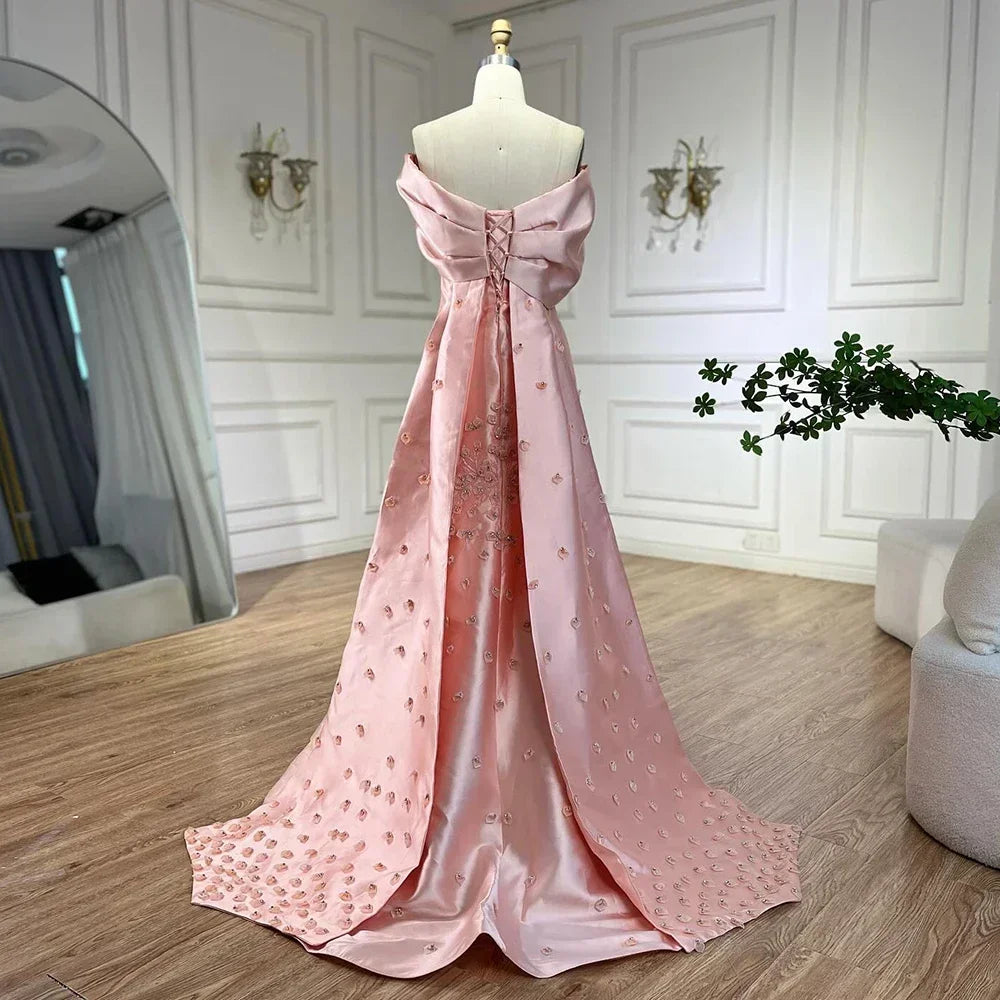 Zapdress Customized Elegant Red Off-Shoulder Evening Gowns with Floral Satin Arabic Party Prom Dress for Women (ZD17365)