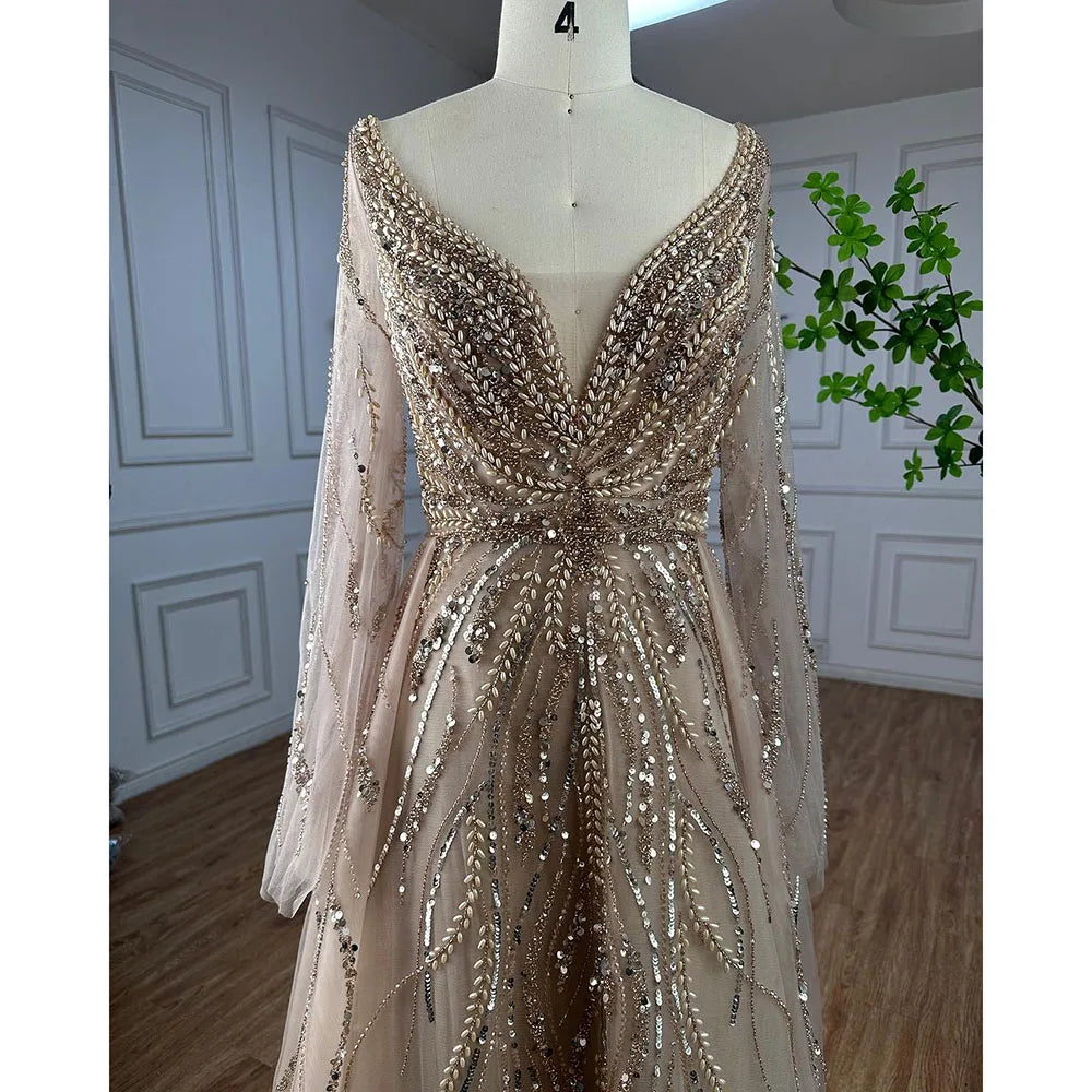 Zapdress Customized Blue A Line Beaded Evening Dresses Arabic Wedding Party Formal Gowns 2024 For Women DLA72099 rts (ZD17337)