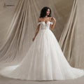BEPEITHY Customized Plus Size Glitter Princess Wedding Dresses For Women 2026 Off Shoulder Ivory Bride Sleeveless Bridal Gown