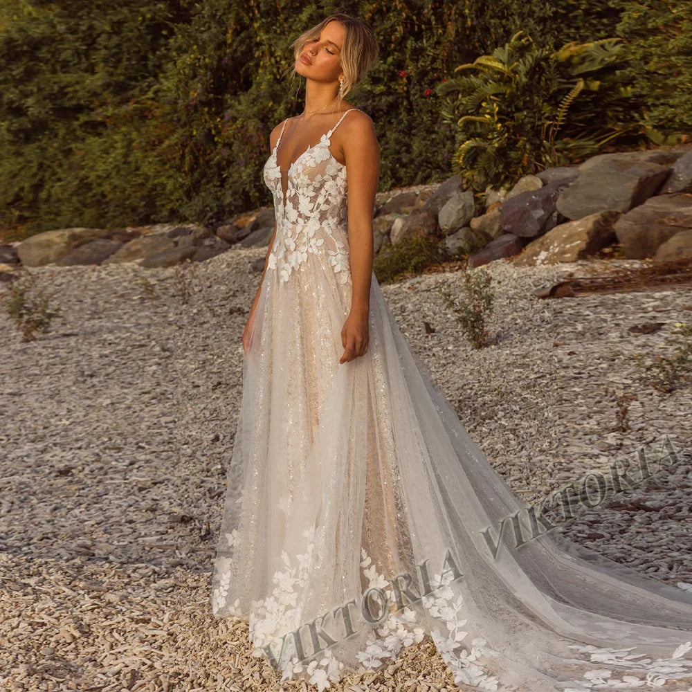 Viktoria Custom Wedding Dress Bride Sweetheart Spaghetti Straps