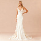 Customized Thin Straps Sweetheart Neckline Satin Mermaid Wedding Dress Sexy Zipper Back Floor Length Sweep Train Gown For Women