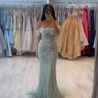 Zapdress 2025 Customized Pink Off Shoulder Mermaid Evening Dress Luxury Beaded Party Gowns for Women (ZD17359)
