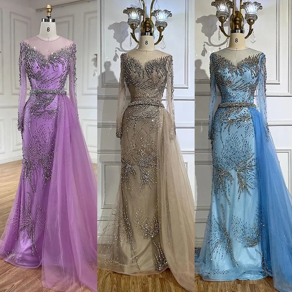 Zapdress Caramel Mermaid Evening Dresses With Beaded Skirt And Lace-up Detail For Wedding Party 2025 DLA72376 Customized (ZD17370)