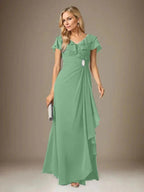 Stormy A-Line V-Neck Ruched Chiffon Dress by Dreamylily
