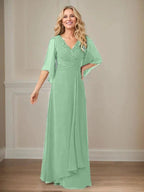 A-Line V-Neck Long Sequins Chiffon Mother Dress by Dreamylily