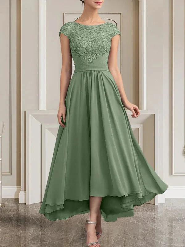 A-line Scoop Floor-Length Lace Chiffon Mother of the Bride Dress With Sequins by Dreamylily