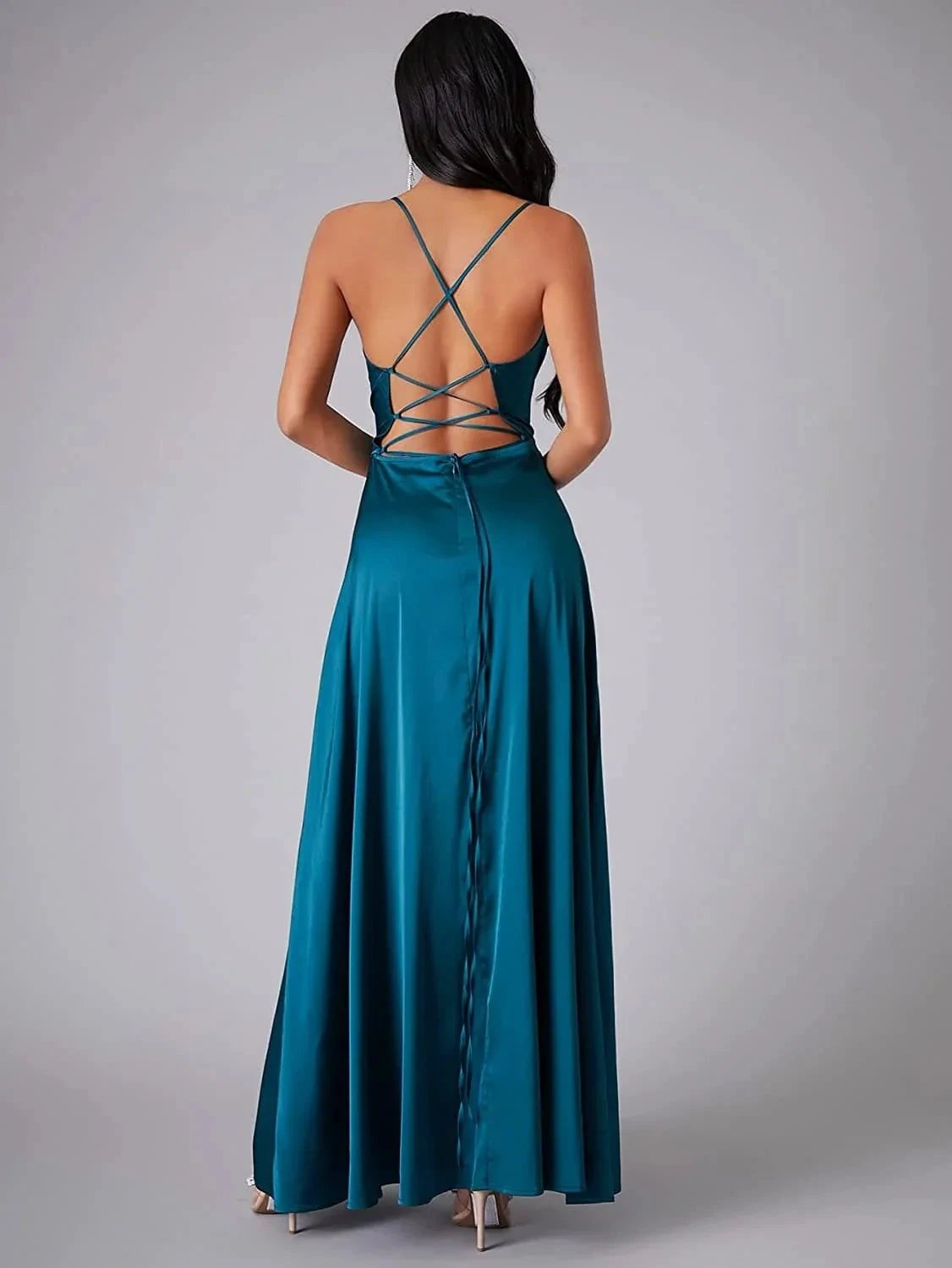 Satin Backless Evening Dress SYP6 by vivymakudress