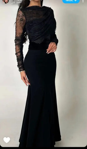 Vestidos de noche negros de Arabia Saudita para mujer, con cuentas, hasta el suelo, para fiesta de graduación, mangas largas, formales, para boda, cóctel o fiesta. 