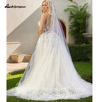 ZapDress Unlined Bodice FLowy A Line Tulle Wedding Dress With V Neck Bridal Gown Beach Bridal Gown Customized Robe De Mariee