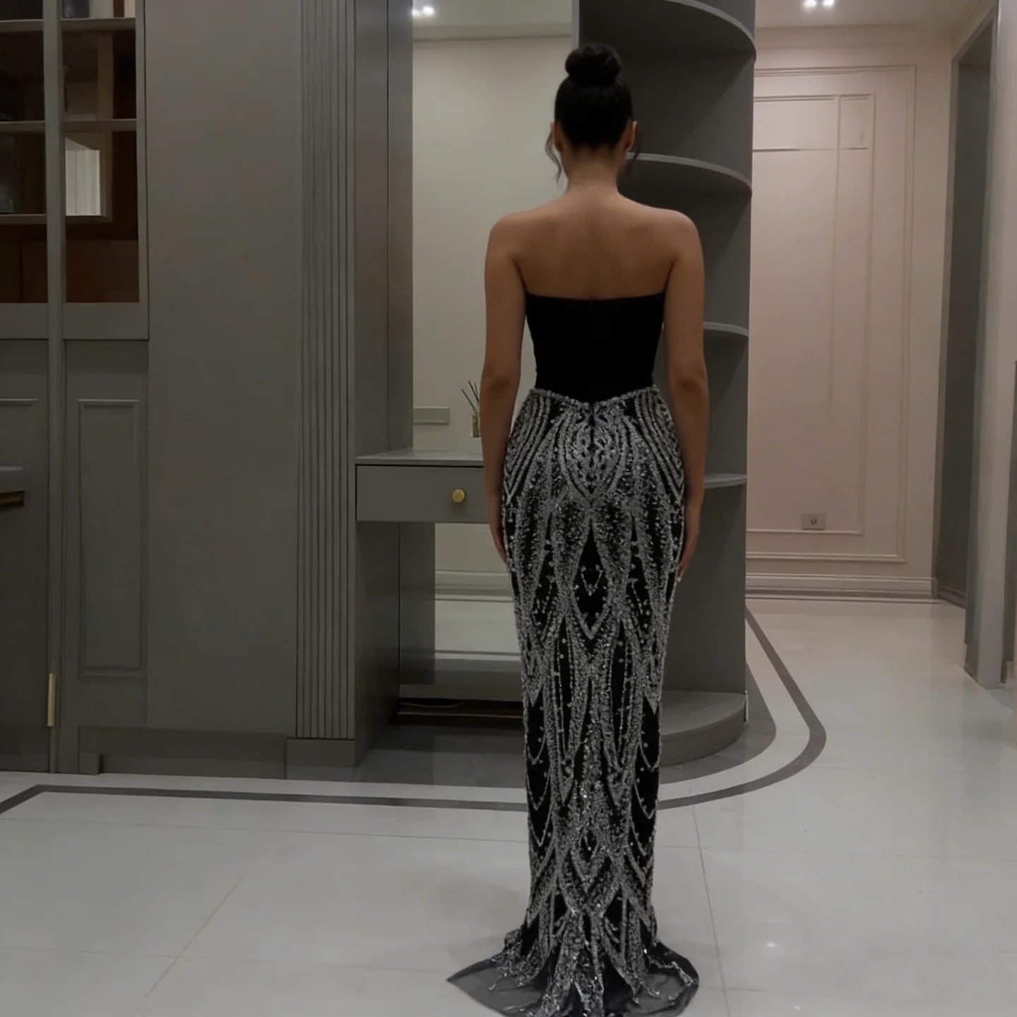 Zapdress Black Mermaid Luxury Beaded Evening Dress 2026 Elegant Party Gowns for Women Customized (ZD17348)