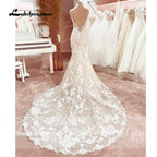 ZapDress Spaghetti Straps Floral Lace Mermaid Wedding Dress Vestido Novia V Neck Civil Bridal Boho Wedding Gowns Customized