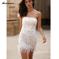 ZapDress Exquisite Short Celebrity Dresses For Women Pearls Beading Sequins Prom Party Gown Strapless Mini Dress Customized
