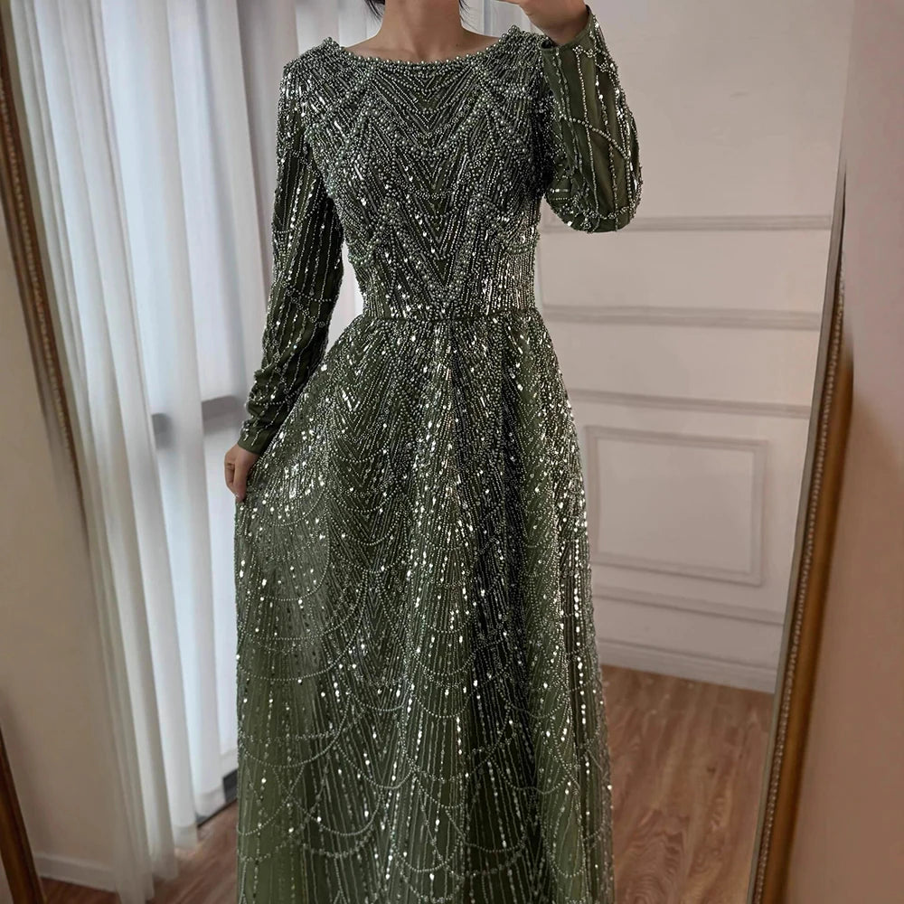 Zapdress Wine Red Long Sleeves Muslim A-line Evening Dress Pearls Beaded Party Gowns for Women Plus Size Customized DLA72738B (ZD17339)
