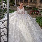 LelaAcra Long Sleeve Ball Gown Wedding Dress 2026 Appliques Sweetheart Backless Princess Bride JK60 customized Vestido de Noiva