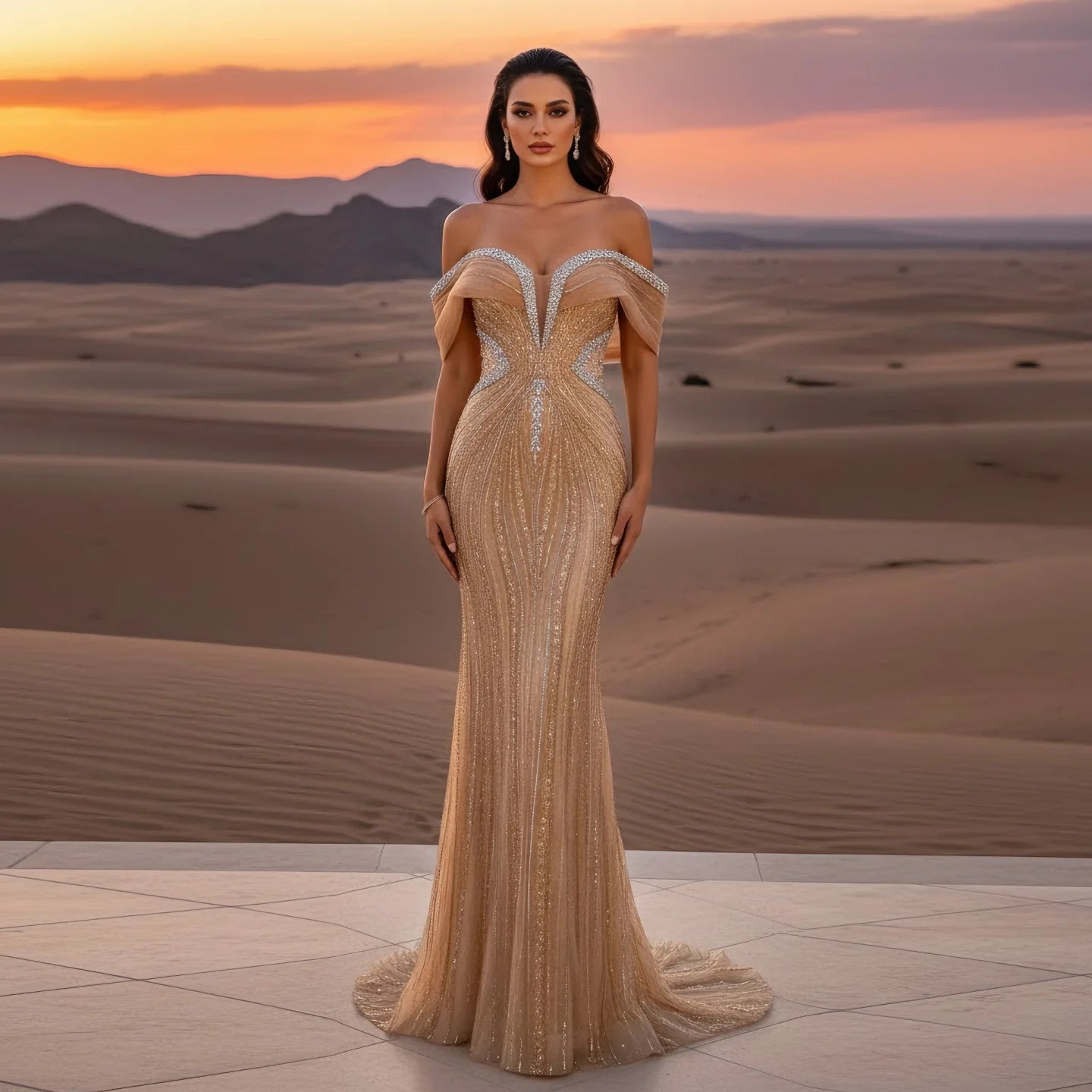 Zapdress Customized Gold Mermaid Evening Dress 2026 Luxury Beaded Party Gowns for Women DLA73142A (ZD17363)