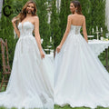 CHANDELA Elegant Lace Wedding Dresses Sleeveless Deep V-Neck Sparkly Bridal Gowns Sweetheart Wedding Gown for Women Customised