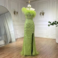 Zapdress Customized 2025 Gray Halter Feathers Beaded Mermaid High Split Evening Dresses Formal Party Gowns for Women (ZD17379)