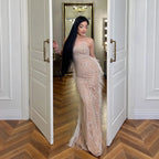 Zapdress White Nude Spaghetti Strap Feathers Beaded Mermaid Evening Dress Party Gown for Women DLA72823 Customized (ZD17377)