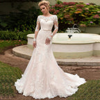 Elegant Long Sleeves Appliques Vestido De Noiva Lace-up back Mermaid Wedding Dress Sexy Backless Vestidos De Novia by payinti