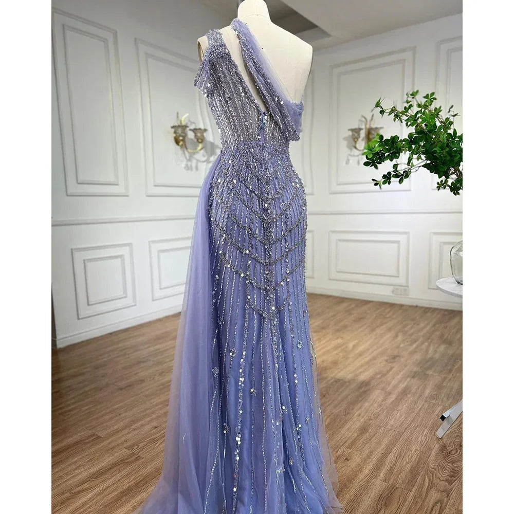 Zapdress Customized Lilac Halter Mermaid Beaded Formal Evening Dresses Elegant Wedding Party Gowns for Women DLA71778A (ZD17376)