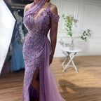 Zapdress Customized Lilac Halter Mermaid Beaded Formal Evening Dresses Elegant Wedding Party Gowns for Women DLA71778A (ZD17376)
