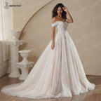 BEPEITHY Customized Strapless A Line Lace Wedding Dresses 2025 Spring Sleeveless Boho Champagne Ivory Bride Beach Bridal Gown