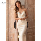 ZapDress Luxury Sweetheart Mermaid Satin Wedding Dress Detachable Skirt Backless And Zipper Woman Evening Dress For Wedding