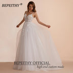 BEPEITHY Customized Boho Ivory A Line Lace Wedding Dresses For Bride Women 2023 Floor Length Sexy Garden White Bridal Gown New