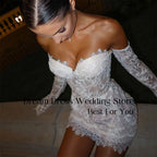 DREAM Lace Sweetheart Sheath Short Wedding Dress Women 2025 Long Sleeve Off The Shoulder Bridal Gown Vestido De Novia Customized