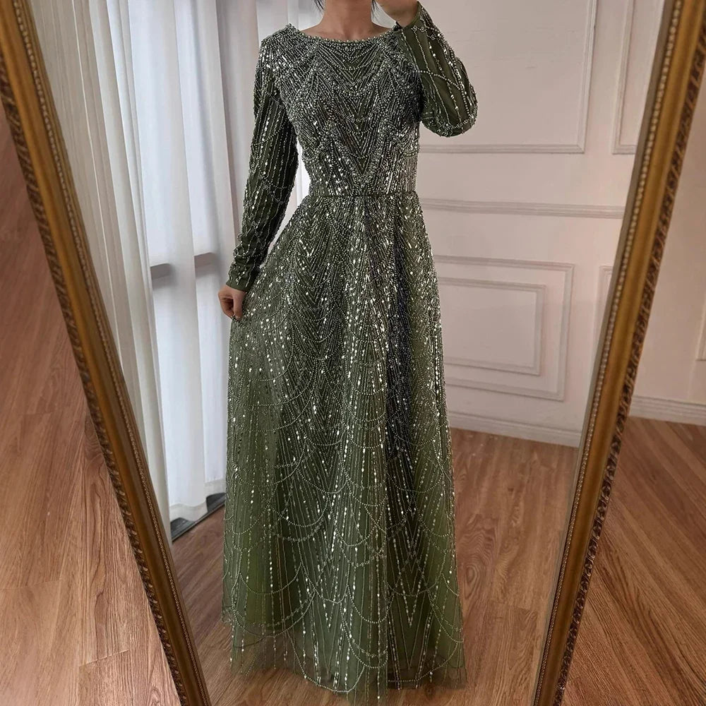 Zapdress Wine Red Long Sleeves Muslim A-line Evening Dress Pearls Beaded Party Gowns for Women Plus Size Customized DLA72738B (ZD17339)